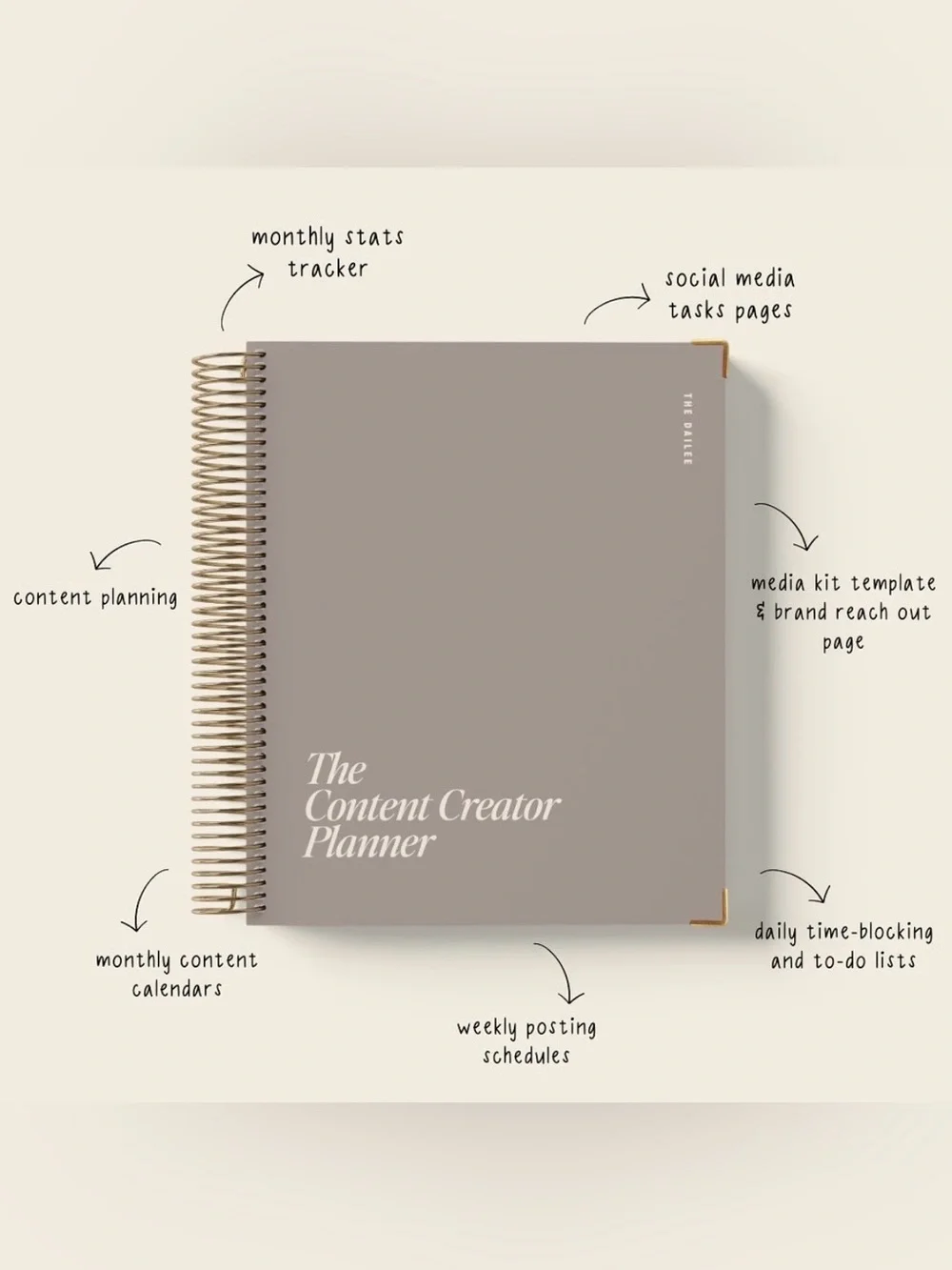 The Content Creator Planner —The Dailee Neutral Taupe Journal